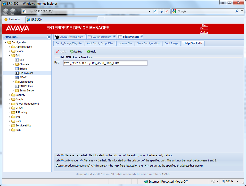 Avaya Enterprise Device Manager – Help Files